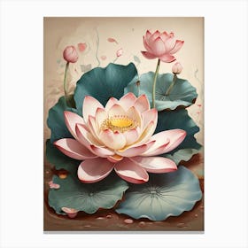 Lotus Flower Illustration Art Print 0 Canvas Print