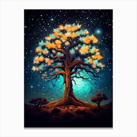 Joshua Tree With Starry Sky In Nat Viga Style (3) Canvas Print