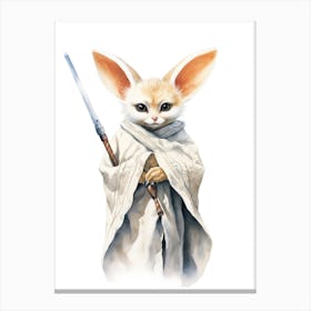 Baby Fennec Fox As A Jedi Watercolour 1 Canvas Print