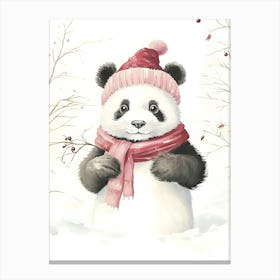 Panda Bear In Winter Canvas Print