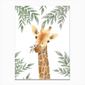 Watercolour Giraffe Neutral Boho Print Canvas Print