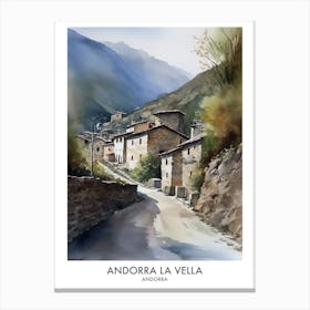 Andorra 3 Watercolour Travel Poster Canvas Print