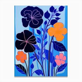 Blue Flower Illustration Nasturtium 2 Canvas Print