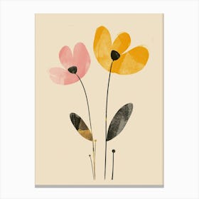 Flowers On A Beige Background Canvas Print