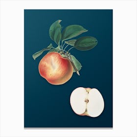 Vintage Apple Botanical Art on Teal Blue n.0678 Canvas Print