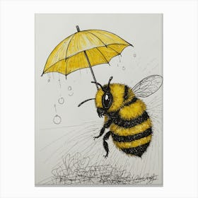 Bee In The Rain 2 Canvas Print