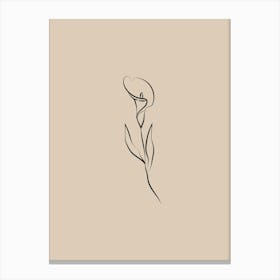 Line Are Flower 3 - Beige Canvas Print