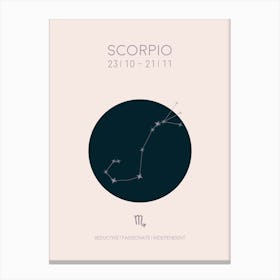 Scorpio Star Sign In Light Canvas Print