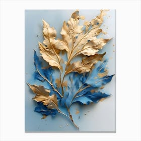 Gold And Blue Leaves Canvas Print