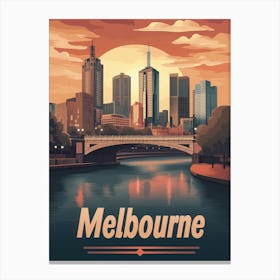 Aihrgdesign A Retro Travel Poster For Melbourne Featuring The 87db6ec1 22e8 49a5 882f Bc5179939180 2 Canvas Print