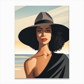 Illustration of an African American woman at the beach 103 Canvas Print