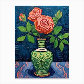 Flowers In A Vase Still Life Painting Rose 3 Canvas Print