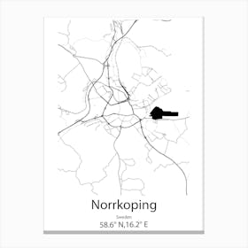 Norrkoping,Sweden Minimalist Map Canvas Print