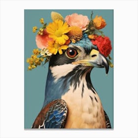 Hawk With Flower Crown Canvas Print