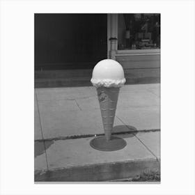 Model Of Ice Cream Cone In Front Of Candy Store, Sun Prairie, Wisconsin By Russell Lee Canvas Print