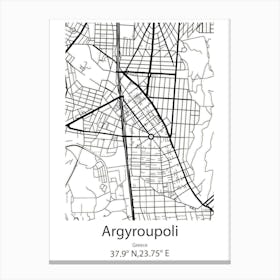 Argyroupoli,Greece Minimalist Map Canvas Print