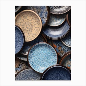 Blue And White Plates Canvas Print