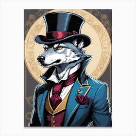 Wolf In Top Hat Canvas Print
