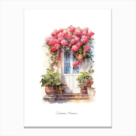 Cannes, France   Mediterranean Doors Watercolour Painting 3 Poster Canvas Print