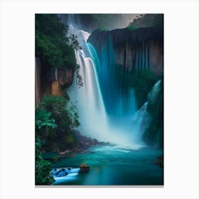 Cataratas De Agua Azul, Mexico Realistic Photograph (2) Canvas Print