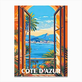 Cote D Azur Window Travel Poster 3 Canvas Print