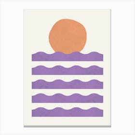 Sun Wave Beach Minimalism Abstract - Orange Purple Sunset Canvas Print