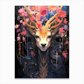 Floral Fantasy Deer Queen Canvas Print