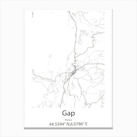 Gap,France Minimalist Map Canvas Print