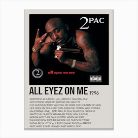 All Eyez On Με 1996 Music Poster Canvas Print