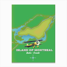 Island Of Montreal map Canvas Print