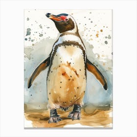 Humboldt Penguin Salisbury Plain Watercolour Painting 1 Canvas Print