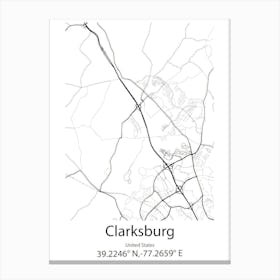 Clarksburg,United States Minimalist Map 1 Canvas Print