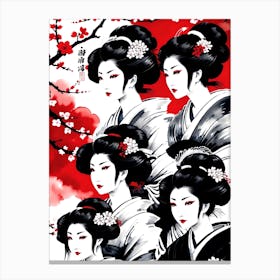 Traditional Japanese Art Style Geisha Girls 5 Canvas Print