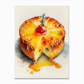 Pineapple Cake Watercolor Painting Canvas Print