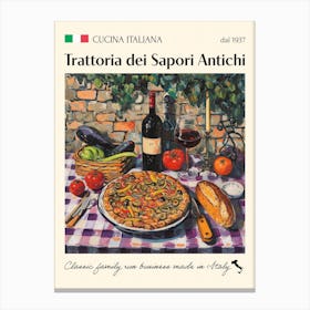 Trattoria Dei Sapori Antichi Trattoria Italian Poster Food Kitchen Canvas Print