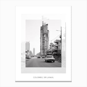 Poster Of Colombo, Sri Lanka,, Black And White Old Photo 3 Canvas Print