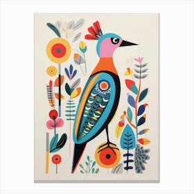 Colourful Scandi Bird Partridge 3 Canvas Print