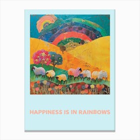 Happiness Is In Rainbows Animal Poster 4 Canvas Print