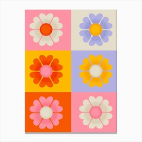 Checkered Flowers Canvas Print