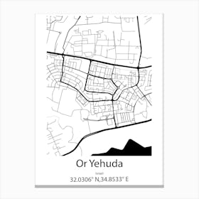 Or Yehuda,Israel Minimalist Map Canvas Print