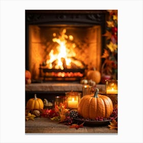 Cozy Handwritten Thanksgiving Greeting Nestled Within An Ornate Autumnal Border Featuring A Rich 2 1 Canvas Print