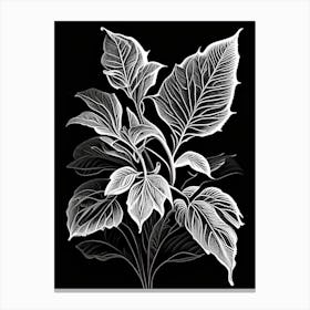 Bergamot Leaf Linocut 4 Canvas Print