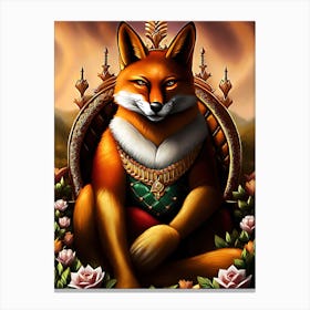 Fox On A Throne Canvas Print