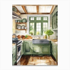 Beautiful Green Kitchen Canvas Print