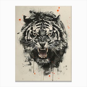 Badass Angry Tiger Ink Painting 18 Canvas Print