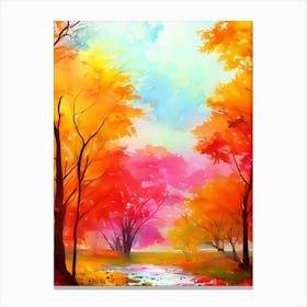 Watercolor Autumn Landscape Canvas Print