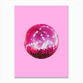 Pink Disco Ball, 70s, 90s, 80s, retro, candy, party, funky, dance, pop art design Canvas Print