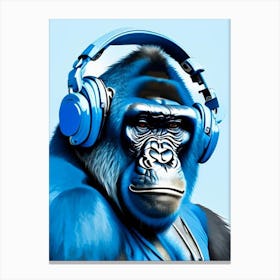 Gorilla Using Dj Set And Headphones Gorillas Decoupage 1 Canvas Print