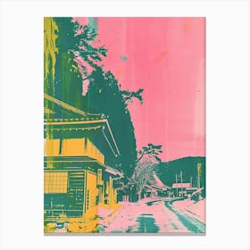 Shirakawago Japan Duotone Silkscreen 4 Canvas Print