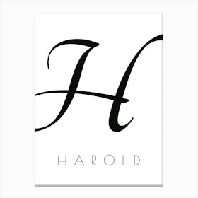 Harold Typography Name Initial Word Canvas Print